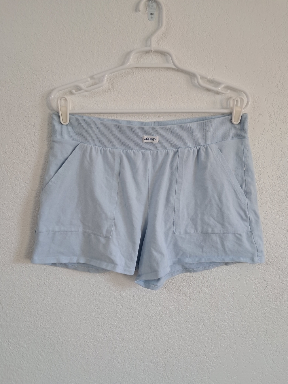 Jockey Shorts Women’s Lg Baby Blue Pockets Elastic Waist Lightweight Athleisure